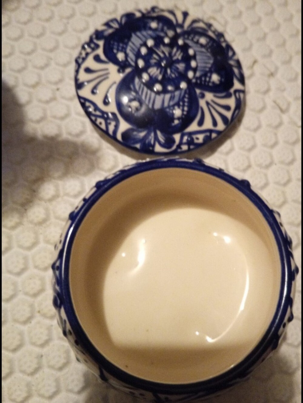 Avon Cobalt Blue Glass Cruet with Gold Floral Accent - Picture 3 of 7
